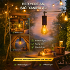 Askılı Kamp Lambası – Güneş Enerjili & Type-C Şarjlı LED Ampul