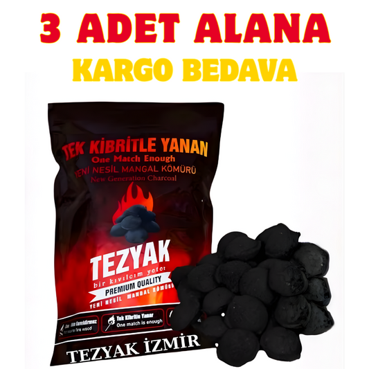Tezyak Tek Kibritle Yanan Doğal Mangal Kömür