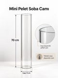 ZERON Mini Pelet Sobası Isıya Dayanıklı Cam – 70 cm x 9 cm