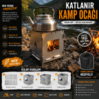 Katlanır Kamp Ocağı – Paslanmaz Çelik, Taşınabilir