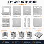 Katlanır Kamp Ocağı – Paslanmaz Çelik, Taşınabilir