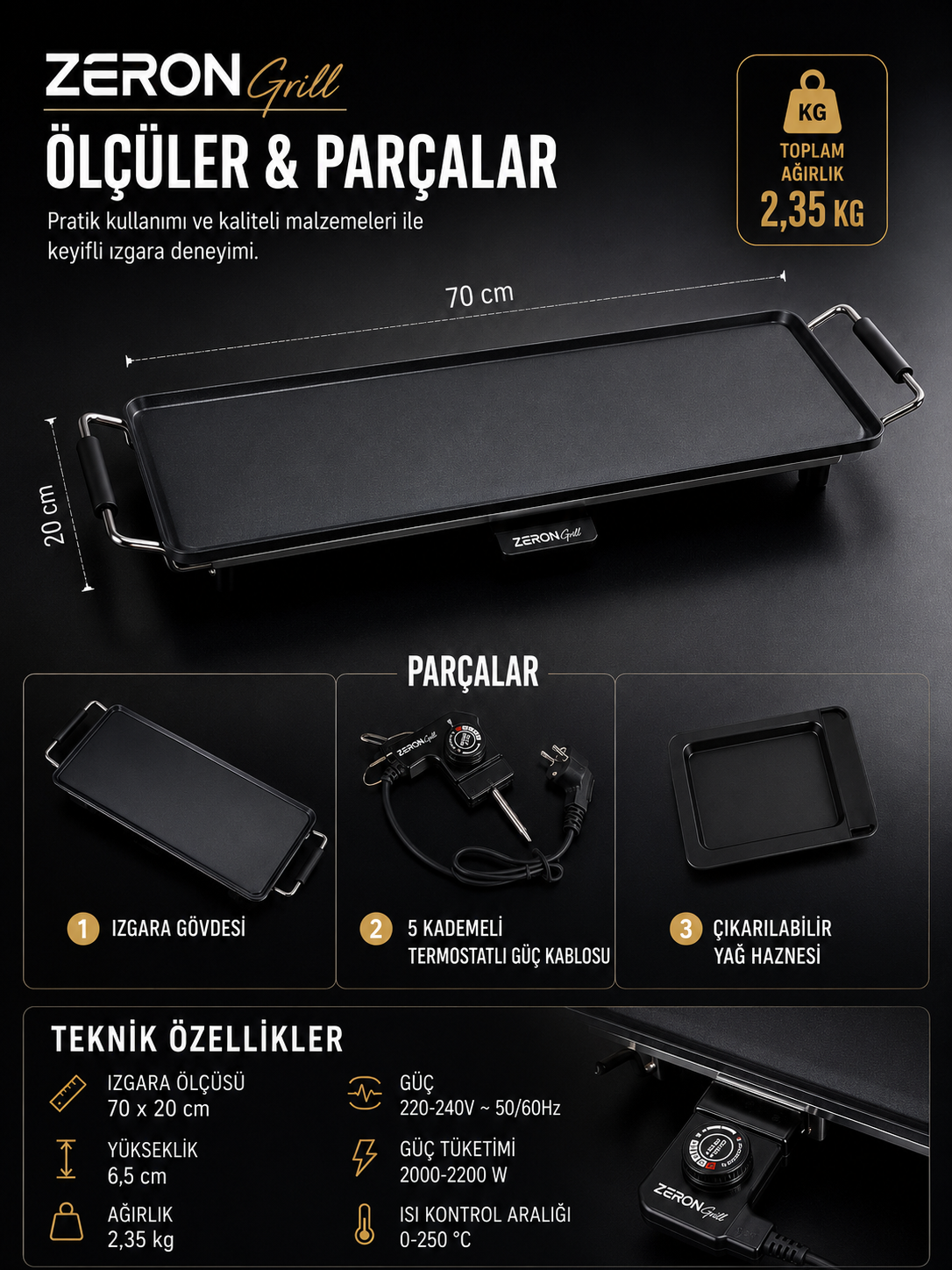 ZERON Gurme Grill Ocakbaşı Elektrikli Izgara