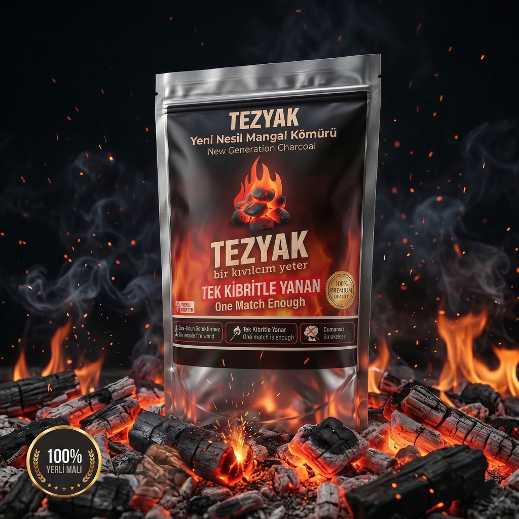 Tezyak Tek Kibritle Yanan Doğal Mangal Kömür